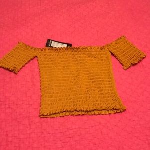 Gold smock crop top